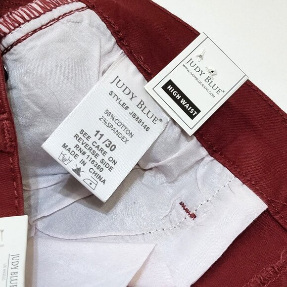 Judy Blue Los Angeles Skinny Fit High Waist Jeans 11/30 Wine Red 98% Cotton NWT - Picture 9 of 12